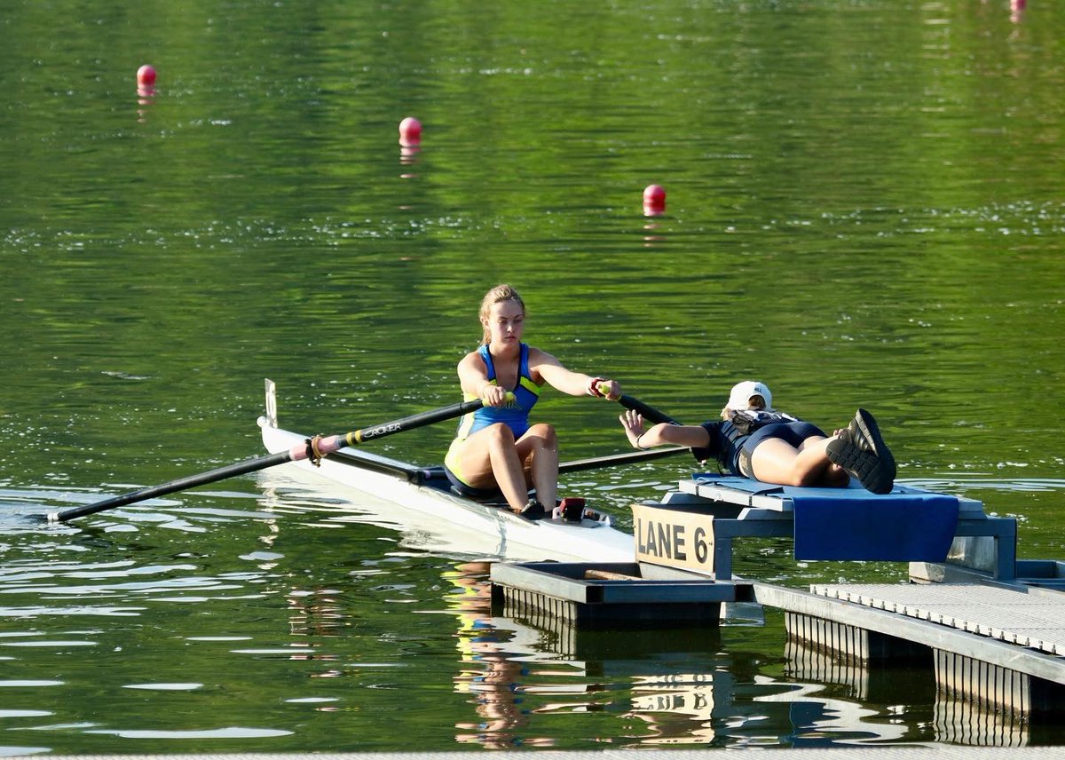 Ainsley at the start of her U-17 1x race.