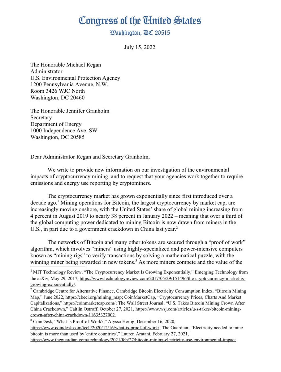 cebicrypto's tweet photo. 🇺🇸 Elizabeth Warren and other Democratic lawmakers urged federal regulators in a letter to take action against #Bitcoin  and #crypto mining. https://t.co/iOdYsXSbnC