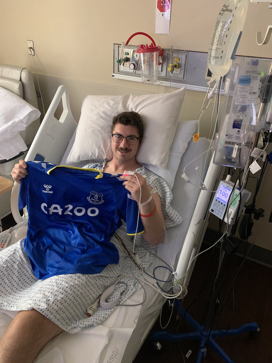 ccmcbride12's tweet photo. @Everton @EvertonInUSA @EvertonBlueArmy @efc_fanservices  He (@alexkasper14 ) was suppose to be at the game today, but instead he donated an organ for a person in need. Still supporting from the transplant unit!!! #UTFT #NSNO https://t.co/hlDDHQu8TN