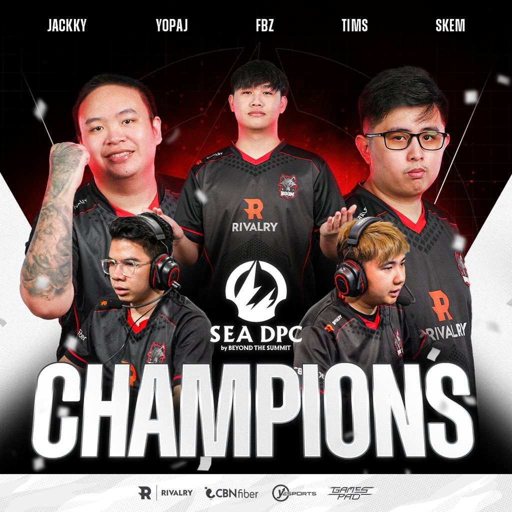 THE THRONE IS OURS ONCE AGAIN!👑

BOOM Esports are your SEA DPC CHAMPIONS!

After a hard fought season we have successfully reclaimed our throne, GGs on the exciting tiebreakers @Talon_esports 🔥

Time to focus on the Major, thank you everyone for the support!

#HungryBeast