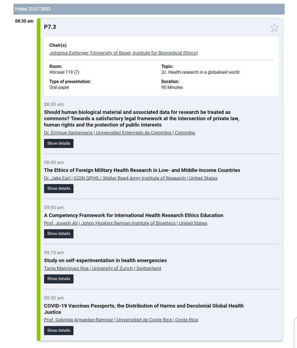 Very happy to be part of these amazing panels!!
<a href="/IJFAB/">IJFAB</a>
<a href="/IABioethics/">International Association of Bioethics</a> 
With @lisaaeck <a href="/AlisonReiheld/">Alison Reiheld, PhD</a> and many other fantastic scholars!
 #WCB2022 #Basel