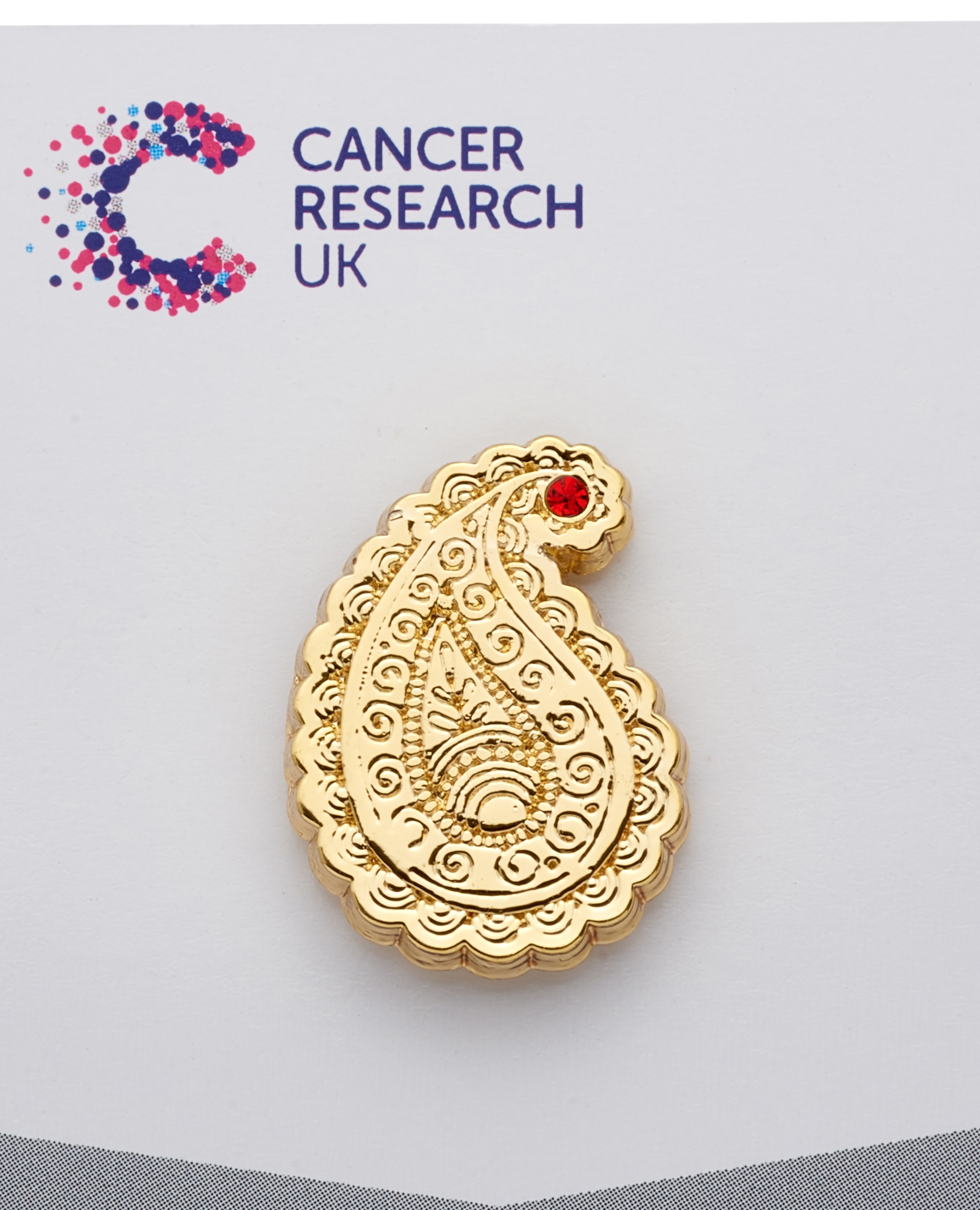 Pink Patterned Ribbon Cancer Research UK Charity Pin Badge 