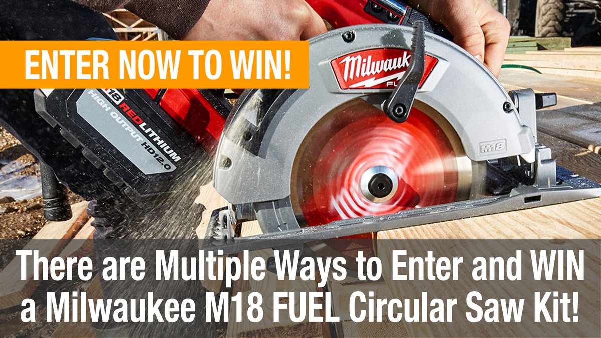 ProToolReviews's tweet photo. Enter to #win a @MilwaukeeTool M18 FUEL circular saw kit in our #giveaway at https://t.co/gN6ruKtlj0  Visit the link to earn extra entries!

#tools #toolsofthetrade #construction #MilwaukeeTool #powertools #contractor #saws #remodeling https://t.co/VeEL47qV01