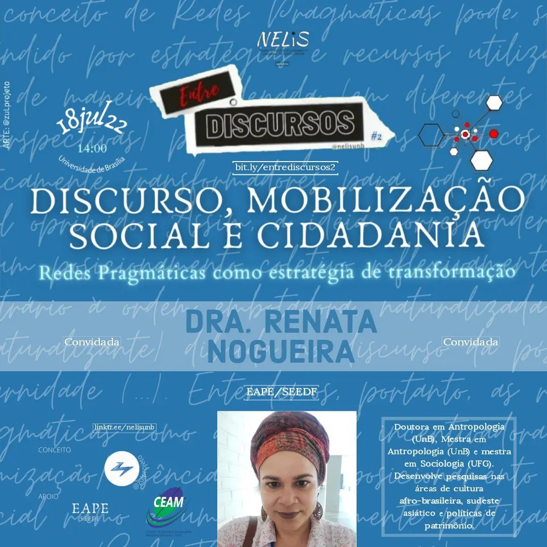 nelisunb's tweet photo. Vamos conhecer a penúltima edição do #EntreDiscursos?

Renata Nogueira é doutora e mestra em Antropologia (UnB) - sendo tb mestra em Sociologia (UFG). Pesquisa cultura afro-brasileira, o sudeste asiático e políticas de patrimônio.🌪

Que tal saber mais? https://t.co/JuepEo46Wr https://t.co/iApdVOgTGc