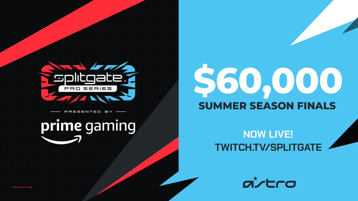 We are LIVE with the $100,000 #SplitgateProSeries Summer Season Finals! Tune in to see the top teams compete for one last time to see who is the best in competitive @Splitgate. 🔴 [LIVE NOW] twitch.tv/Splitgate