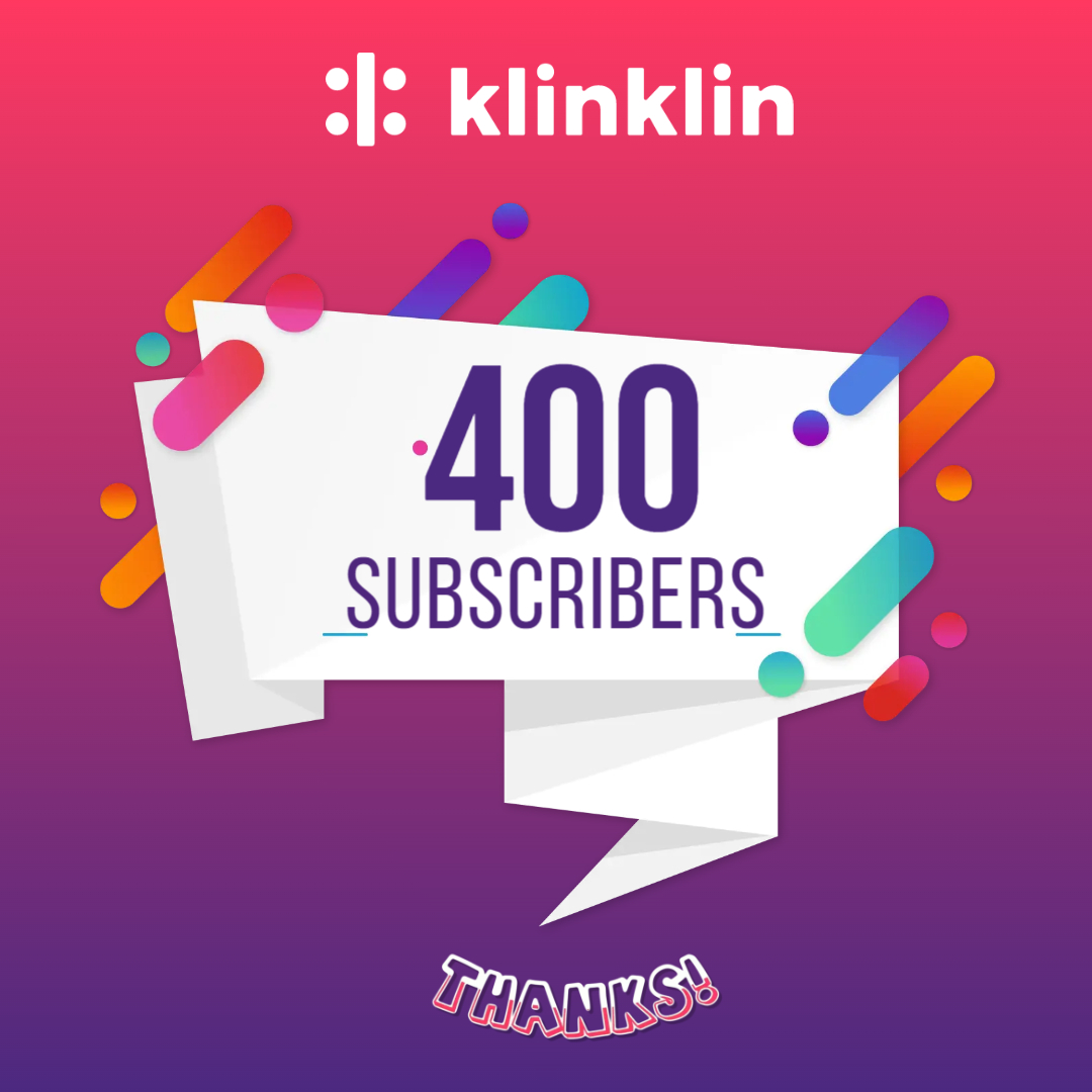 letsklin's tweet photo. 400 subscribers on https://t.co/HzwylNtZPB and counting! Thank you thank you, thaaaank yoouuu!  😁 

Share Klinklin with your friends so that the family continues to grow 💪 https://t.co/VCoDt1gw4V