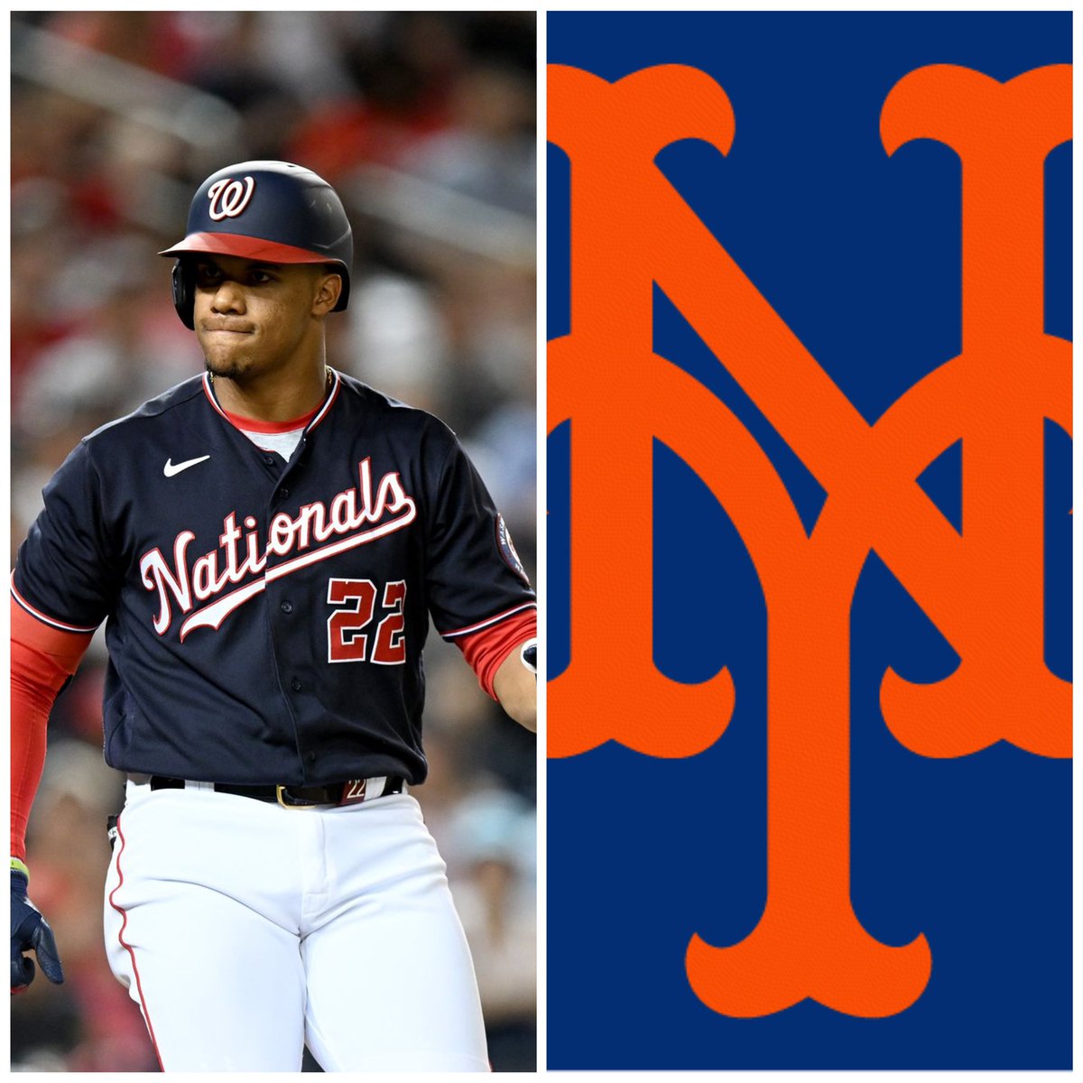 ManagerJoey's tweet photo. Per sources;Juan Soto reportedly traded to Mets in return for 8 players. Physical pending. https://t.co/eNajQFGMRr