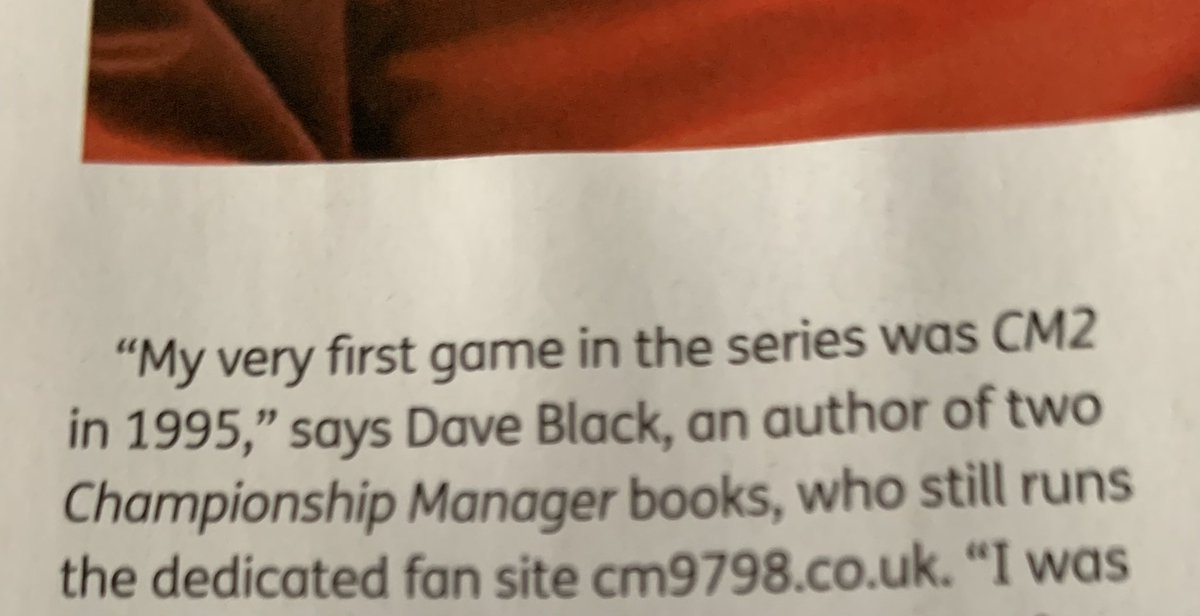 Make sure you pick up <a href="/FourFourTwo/">FourFourTwo</a> this month, there’s a lovely long read on Championship Manager from <a href="/markwhlte/">Mark White</a>. An absolute privilege to be asked to contribute alongside CM royalty Paul &amp; Miles