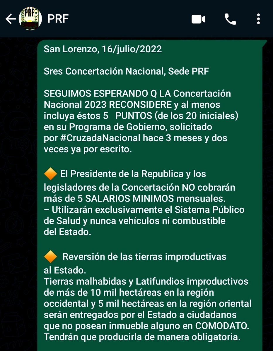 ParaguayoCubas's tweet photo. Nota de hoy a la Concertación 
. https://t.co/UbbZG4LkEx