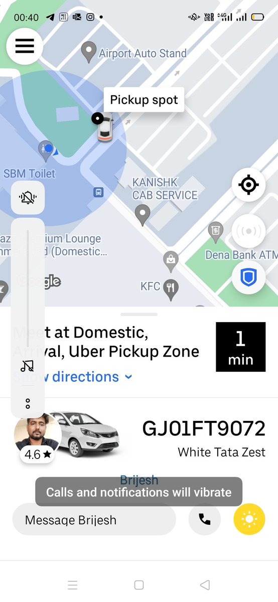 ca_tejas's tweet photo. @Uber Driver is so unprofessional. He came at pick up point of Ahmedabad Airport and then asked me to cancel by saying there is a strike!!  He denied to come as well to cancel.... cancelled post 10 minutes....@Uber should ban such driver... details in screenshot attached https://t.co/ByN4Kp6Hxo