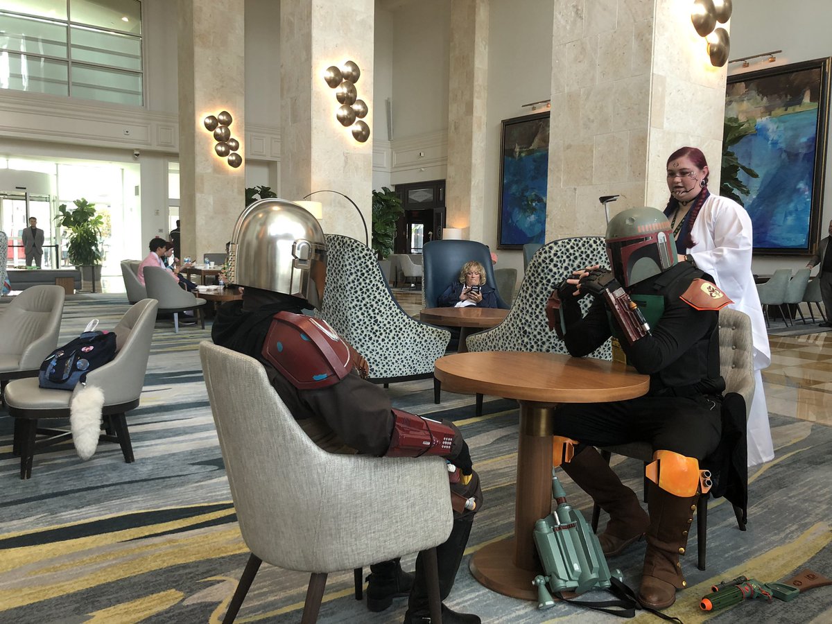 I would be remiss if I didn’t note the fact that while Moms for Liberty/<a href="/FlaDems/">Florida Democrats</a> conferences are happening simultaneously in Tampa, there’s also a Comic-Con. 

Here is the Mandalorian and Boba Fett sitting behind me at the Moms for Liberty hotel. 

Star Wars caucus?