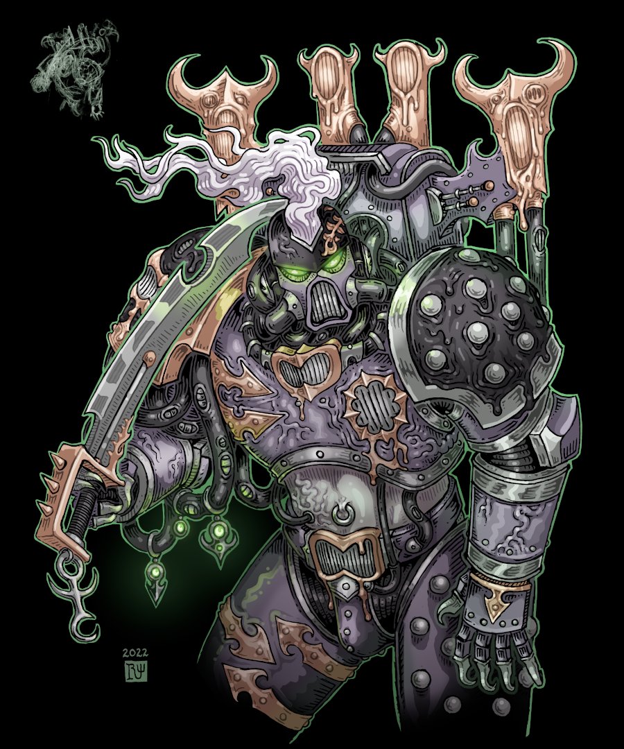 My latest art commission, featuring my client's 40k Noise Marine OC.
linktr.ee/Rylanwoodrow
#warhammer #warhammer40k #40k #40kart #40kfanart #fanart #scifiart #gameart #chaos #chaos40k #spacemarines #chaosspacemarines #slaanesh #noisemarines #emperorschildren #gamesworkshop