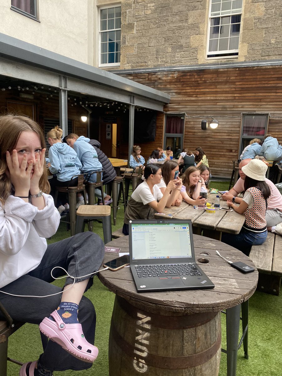 CgsDept's tweet photo. The legendary Quiz masters Anna and Alessia are finding it rather stressful! #gonnagetgreyhair #quiznoght #whosgonnawin #EDinburgh #CGSedtour https://t.co/xHFJ2nWYvM