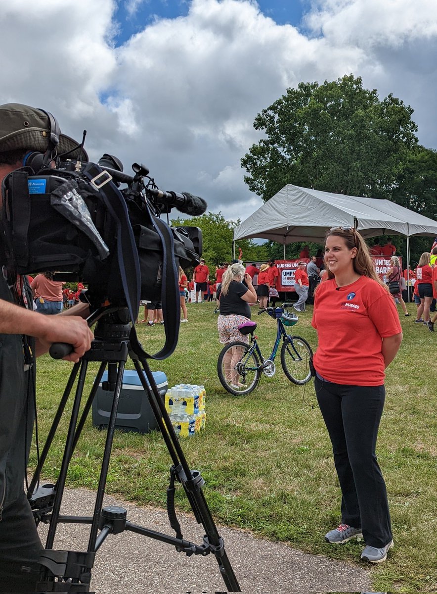 umpncStrong's tweet photo. ICU nurse Lauren Irving tells @Local4News about the impact of short staffing on patient care

#umpncpicket #safestaffing #nursing https://t.co/WA5rTDGKnN