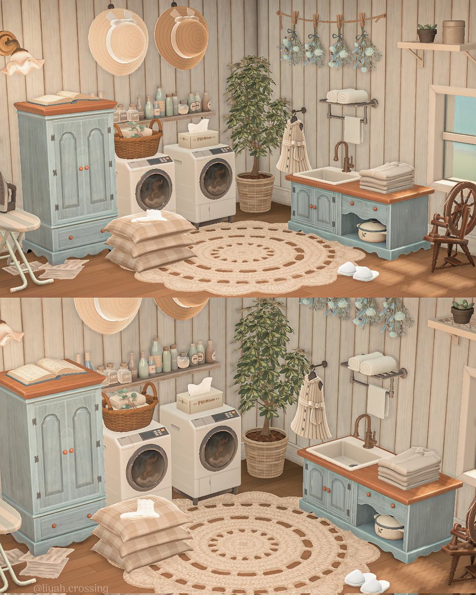 liyahcrossing's tweet photo. A blue laundry room 🧺💙

#acnh #ACNHDesigns #acnhinspo #AnimalCrossing https://t.co/U6rrmWSzIi