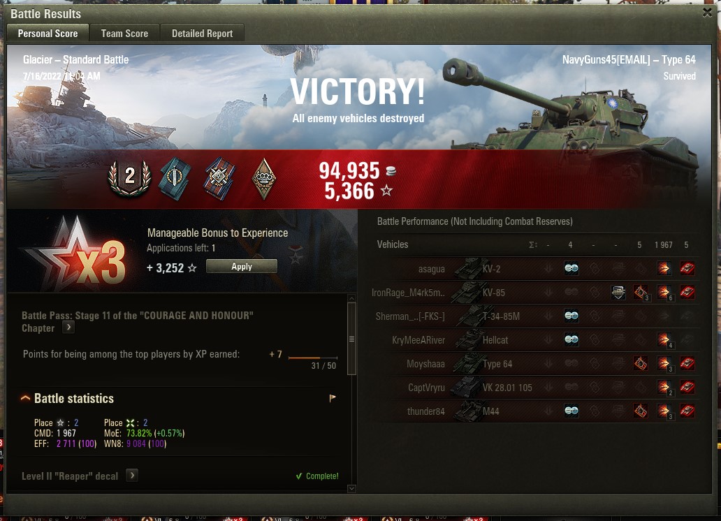 NGuns45's tweet photo. @worldoftanks NavyGuns45 - 1,084 base XP.  Would have been a Top Gun except the stat-padding Skoda T25 that waited for me to work the last tank down to one-shot and he steals my 6th kill. https://t.co/6Mi8WigiYW