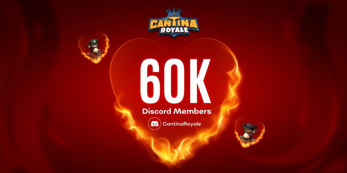 We just hit another milestone!!! 

#CantinaRoyale Discord community just reached 60,000 people! 🎉🎊

Let’s continue to make a difference in the #Web3 gaming industry. 🙉🙉🙉

Join us now 👉🏻 discord.com/invite/cantina…
