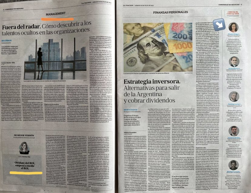 Sección #negocios #management de <a href="/LANACION/">LA NACION</a> full <a href="/Globant/">Globant</a> 💥 Con <a href="/WandaWeigert/">Wanda Weigert</a> como Directora Ejecutiva y el team con el que estamos cambiando la forma de #aprender
<a href="/DAarambillet/">Delfina Arambillet</a> <a href="/GiulianoDelle/">Giuliano Delle Chiaie</a> <a href="/jazsundblad/">JS</a> <a href="/MayraBotta/">Mayra Botta</a> <a href="/PatPomies/">Patricia Pomies</a>