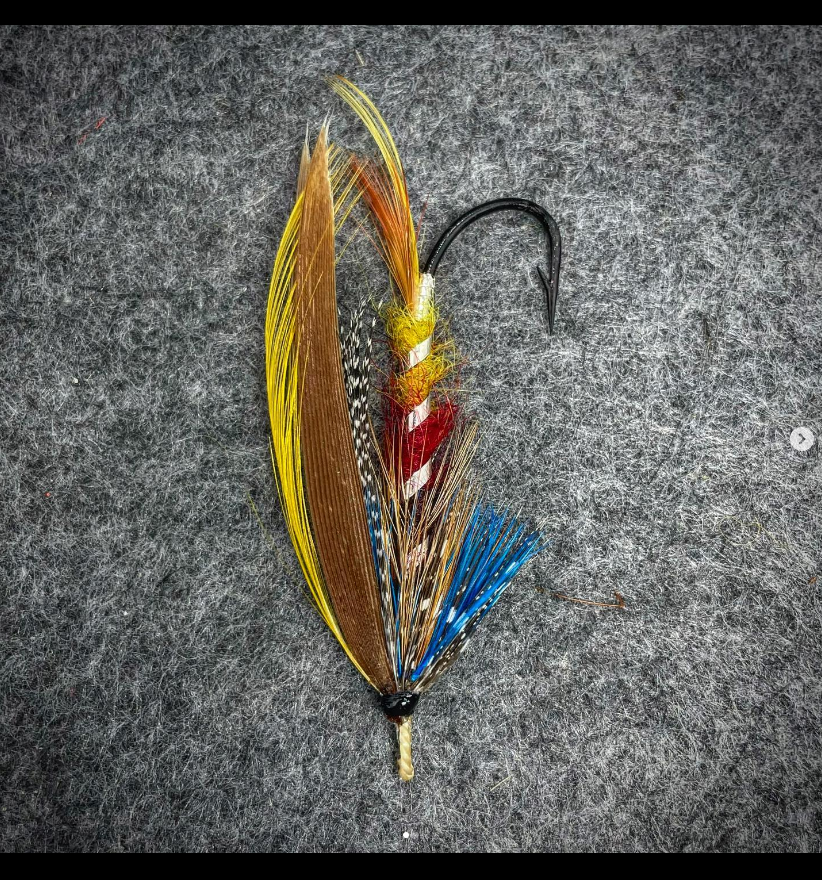 Saltwateronfly's tweet photo. Sweet looking fly &amp; a cool tying session
@gnrl_prctnr
An unknown Dee with Catcher-ish tendencies (but so much more going on) copied from a photo of an antique. 
:
#flytyingphotography #steelheadflies #salmonflies #swingflies #laksefiske #spey  #flyfishing #flytying https://t.co/nQ62pQZee5