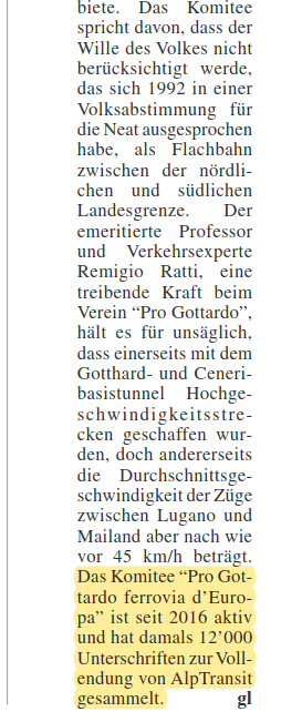 Sw_Railvolution's tweet photo. Tessiner Zeitung, Ausgabe vom 15. Juli
Harsche Kritik von "Pro Gottardo ferrovia d'Europa" an #Bahn2050 https://t.co/J8EPpoCbEx