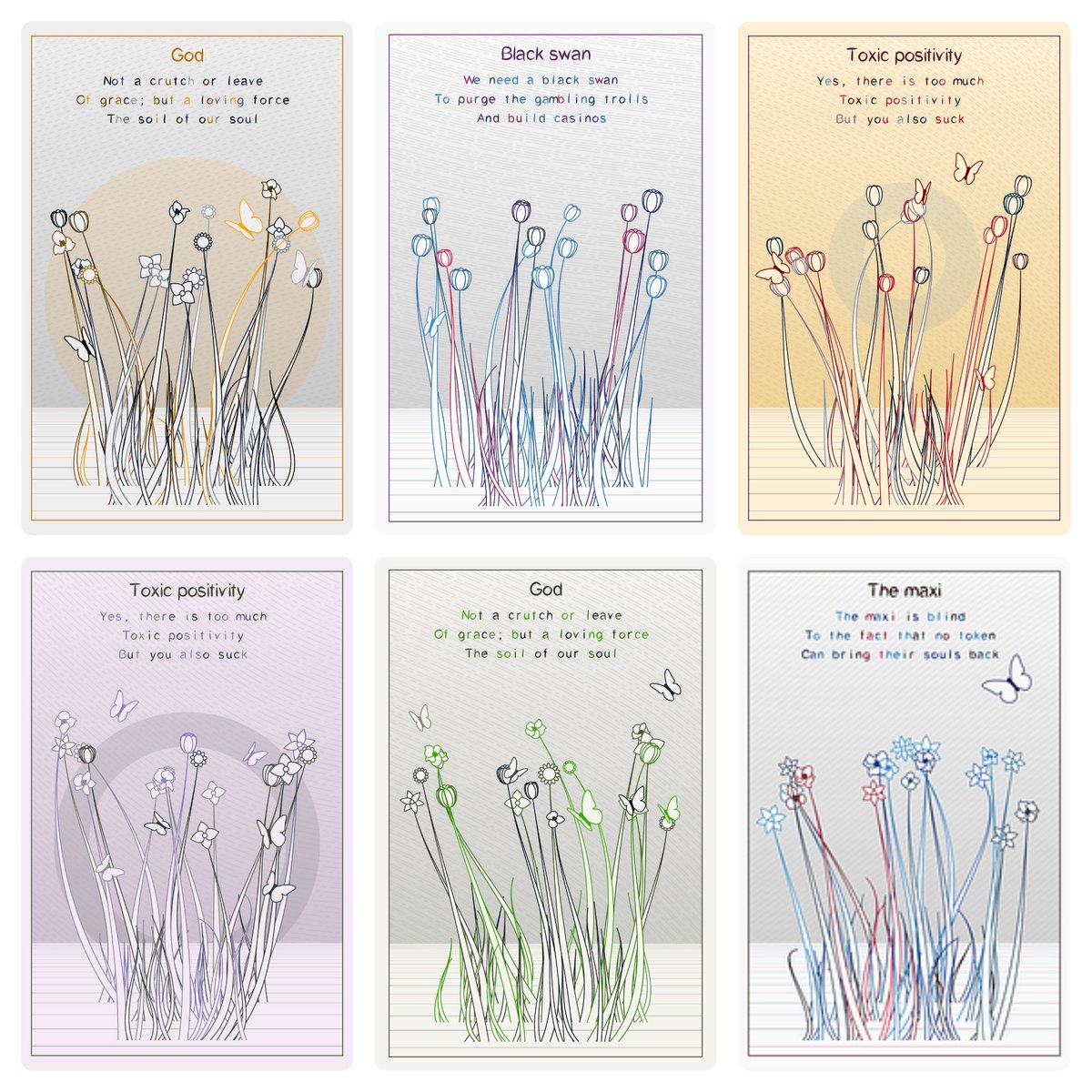Estienne_ca's tweet photo. The 99haikus collab with @twonky_  is now available on @objktcom for 10 tez each.
https://t.co/AF4VUD81yF https://t.co/yYMj89p9uo