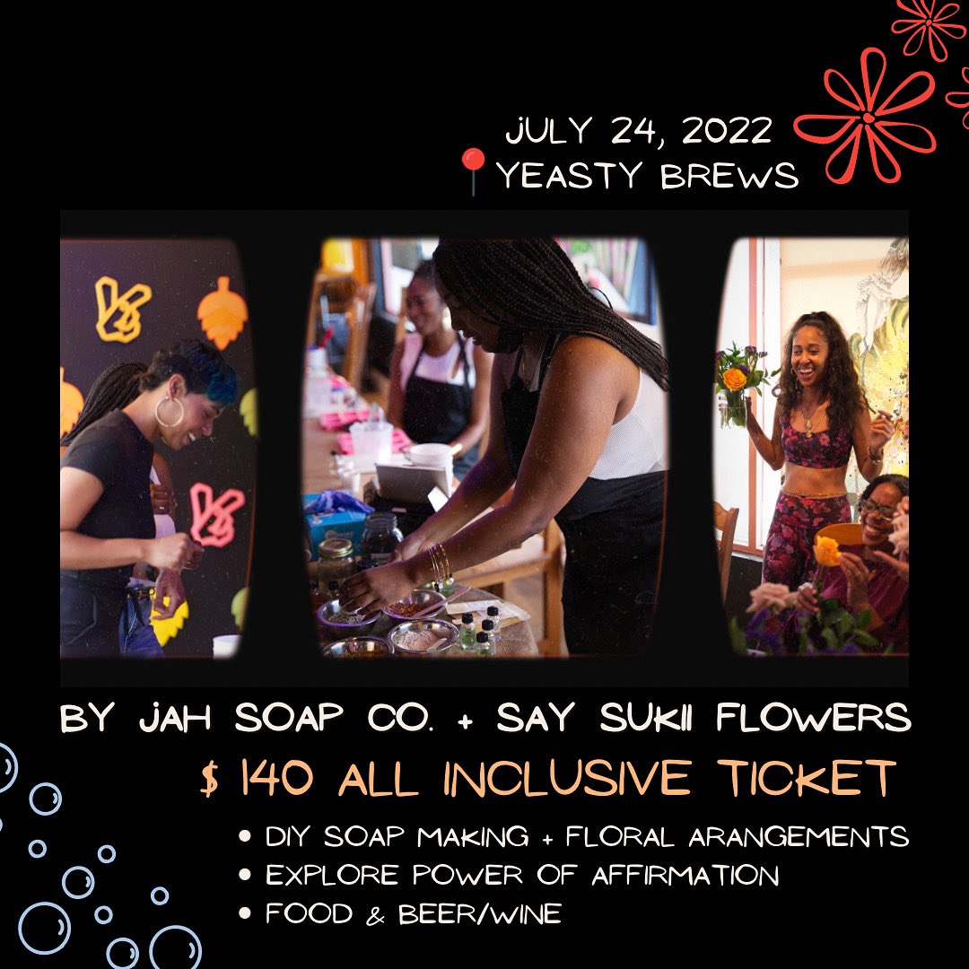 soapsbyjah's tweet photo. Lather &amp; Bloom is totally happening next weekend. Grab your tickets now as registration is limited! Group discounts available. 💐🧼🫶🏾

Learn more here

https://t.co/epXaEUpnZH https://t.co/qzA174zVFh