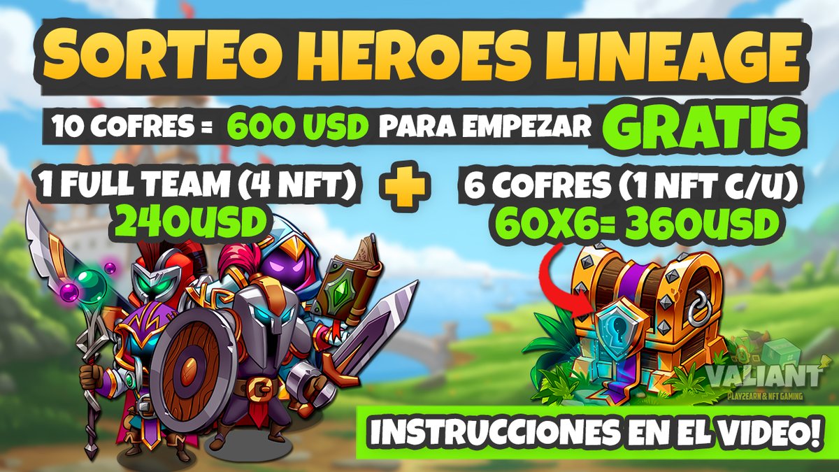 Valiant (@soyvaliant) on Twitter photo 📢 SORTEO 600 USD EN NFT DE HEROES LINEAGE GRATIS 🔥
Asi como leiste, de la mano de <a href="/Heroes_Lineage/">Heroes Lineage</a> completamente gratis!!
COMO PARTICIPAR?
► Follow, Like, Retweet
► Tag 2 amigos y comentar #SorteoHeroesLineage
Leer info completa en Youtube:
youtu.be/KUjO6iFwWbA
🍕 📢 SORTEO 600 USD EN NFT DE HEROES LINEAGE GRATIS 🔥
Asi como leiste, de la mano de <a href="/Heroes_Lineage/">Heroes Lineage</a> completamente gratis!!
COMO PARTICIPAR?
► Follow, Like, Retweet
► Tag 2 amigos y comentar #SorteoHeroesLineage
Leer info completa en Youtube:
youtu.be/KUjO6iFwWbA
🍕