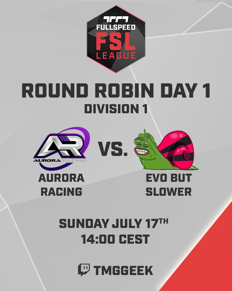 TMGGeek's tweet image. After a few weeks of break, I&apos;m back to cast some TM with the @FSMajorSeries&apos;s FSL Season 3 !

I will cast the opening match between Aurora Racing and Evo but Slower tomorrow. Ready to see spicy SDs in the searing heat 🥵

Live @ 14 CEST on twitch.tv/TMGGeek

#FSISALIVE