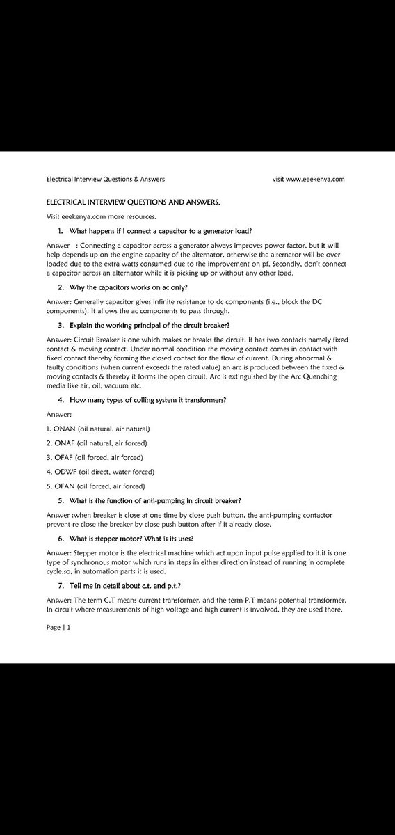 Lungstar_K's tweet photo. Electrical Engineering Interview Questions &amp; Answers https://t.co/aIw191wZOG