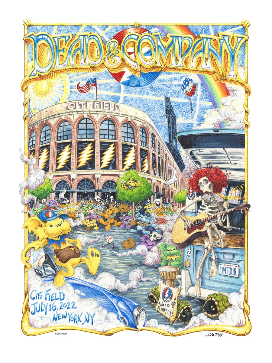 Citi Field, for the last show of the tour!⚡💀🌹 Doors: 6:00pm ET / Showtime: 7:30pm ET. Live show will be available at livedead.co.⁣⁣⁣⁣

 🎨: @AJMasthay
#DeadAndCoTour22