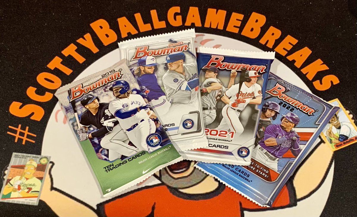 Scotty_Ballgame's tweet photo. 🚨#FuturesGame ⚾️ giveaway!🚨

Hey prospects fans/collectors, check it out. Packs of 2019, 2020, 2021 &amp; 2022 Bowman (mega box base packs). Guess today's Futures Game MVP (in reply to this tweet), Retweet and Follow @Prospects1500. One winner gets all 4 packs. #MiLB #thehobby https://t.co/rk1YoAfU9M