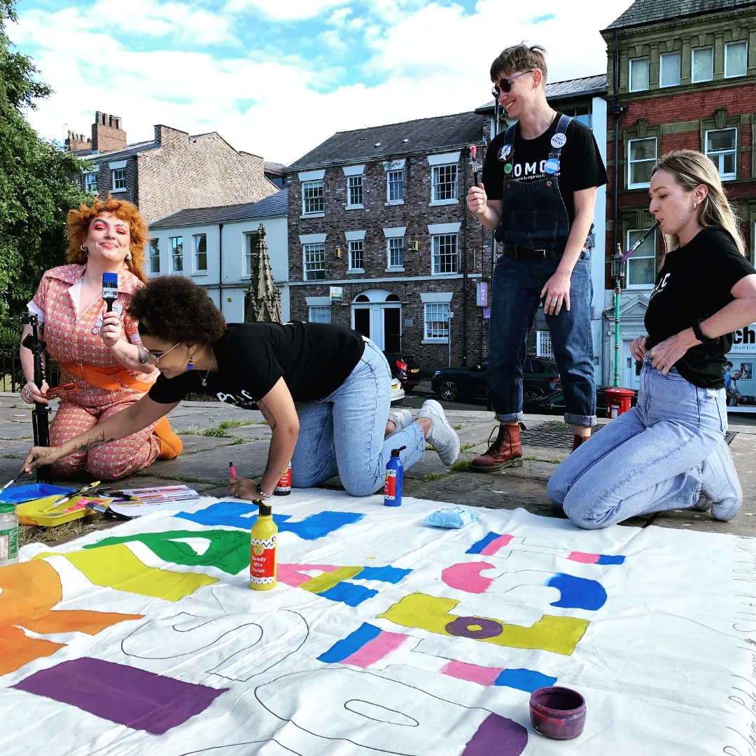 pomocorguk's tweet photo. When we were making this 'Pride is a Prostest' banner at St Luke's Church steps at the beginning of July, some youth joined us and left their handprints. How lovely is that? ๐คฉ
#Artivism #BannerMaking https://t.co/5cR4lHOQdI