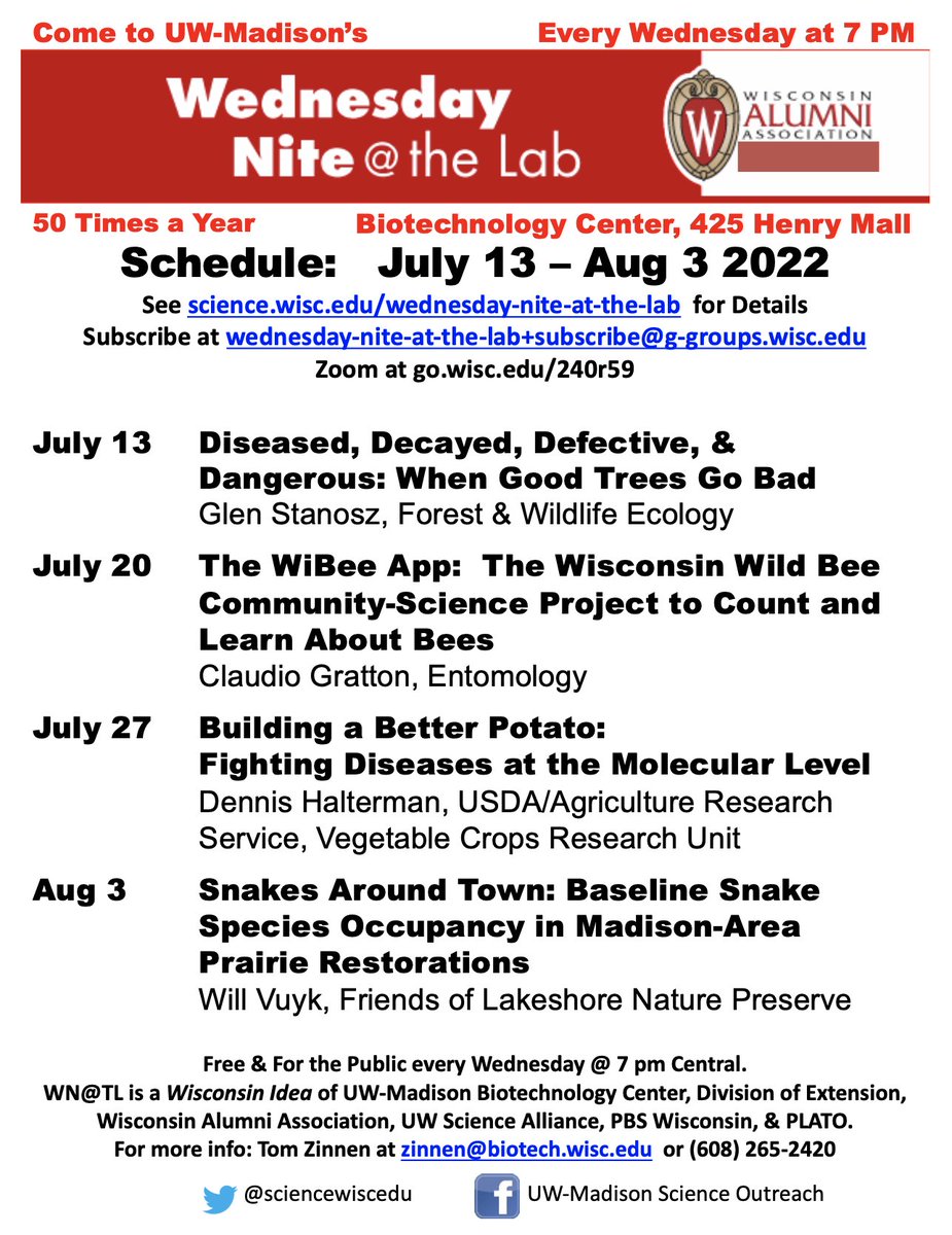 science.wisc.edu (@sciencewiscedu) on Twitter photo Wild Bees in Wisconsin!
Get to know them better, & share your observations with the WiBee App.
Hear the melliferous story from Claudio Gratton <a href="/flypod2/">Claudio Gratton</a> <a href="/GrattonLab/">Gratton Lab</a> 7/20 <a href="/WedNiteAtTheLab/">Wed. Nite At The Lab (on hiatus as of 2023.11.22)</a>.
7pm CT
Room 1111 <a href="/UWBiotechCenter/">BioTrek Outreach</a> 425 Henry Mall
Zoom go.wisc.edu/240r59
Open 2 All Wild Bees in Wisconsin!
Get to know them better, & share your observations with the WiBee App.
Hear the melliferous story from Claudio Gratton <a href="/flypod2/">Claudio Gratton</a> <a href="/GrattonLab/">Gratton Lab</a> 7/20 <a href="/WedNiteAtTheLab/">Wed. Nite At The Lab (on hiatus as of 2023.11.22)</a>.
7pm CT
Room 1111 <a href="/UWBiotechCenter/">BioTrek Outreach</a> 425 Henry Mall
Zoom go.wisc.edu/240r59
Open 2 All