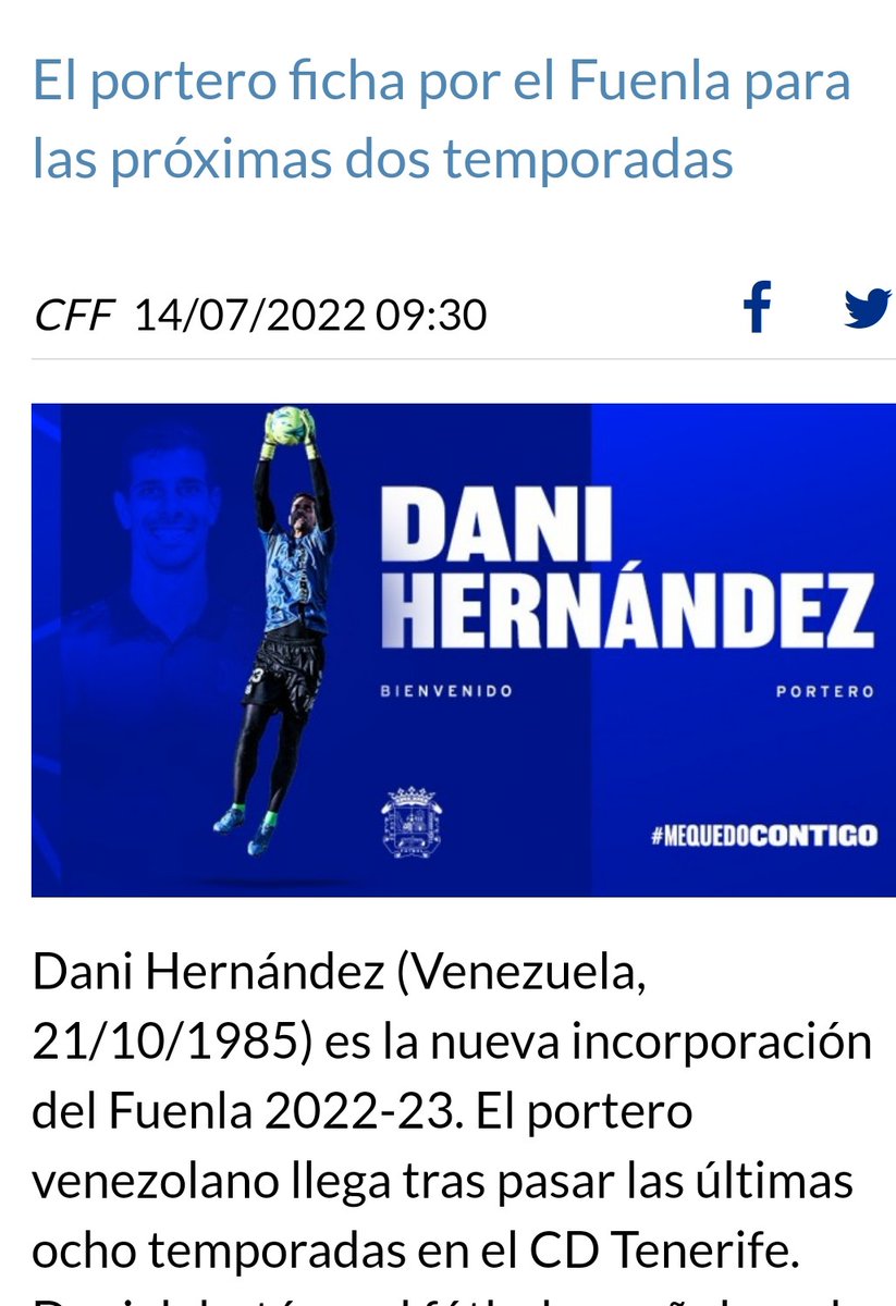 Ya tenemos portero. Bienvenido  a tu nueva casa.
#FiebreAzulFuenla