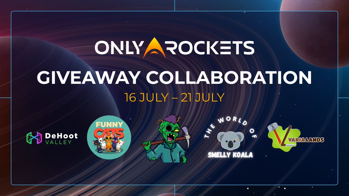OnlyRocketsio's tweet image. 🎁OnlyRockets and partners giveaway!
 
Take part to win prizes from one of six amazing WAX P2E-projects:

Zombiecoin, Varialands, Funny Cats, World of Smelly Koalas, DeHOOT Valley and OnlyRockets!
 
Link: giv.gg/EeLBvm
 
GL!
 
#P2Egame #NFTGiveaway #NFTCommunity