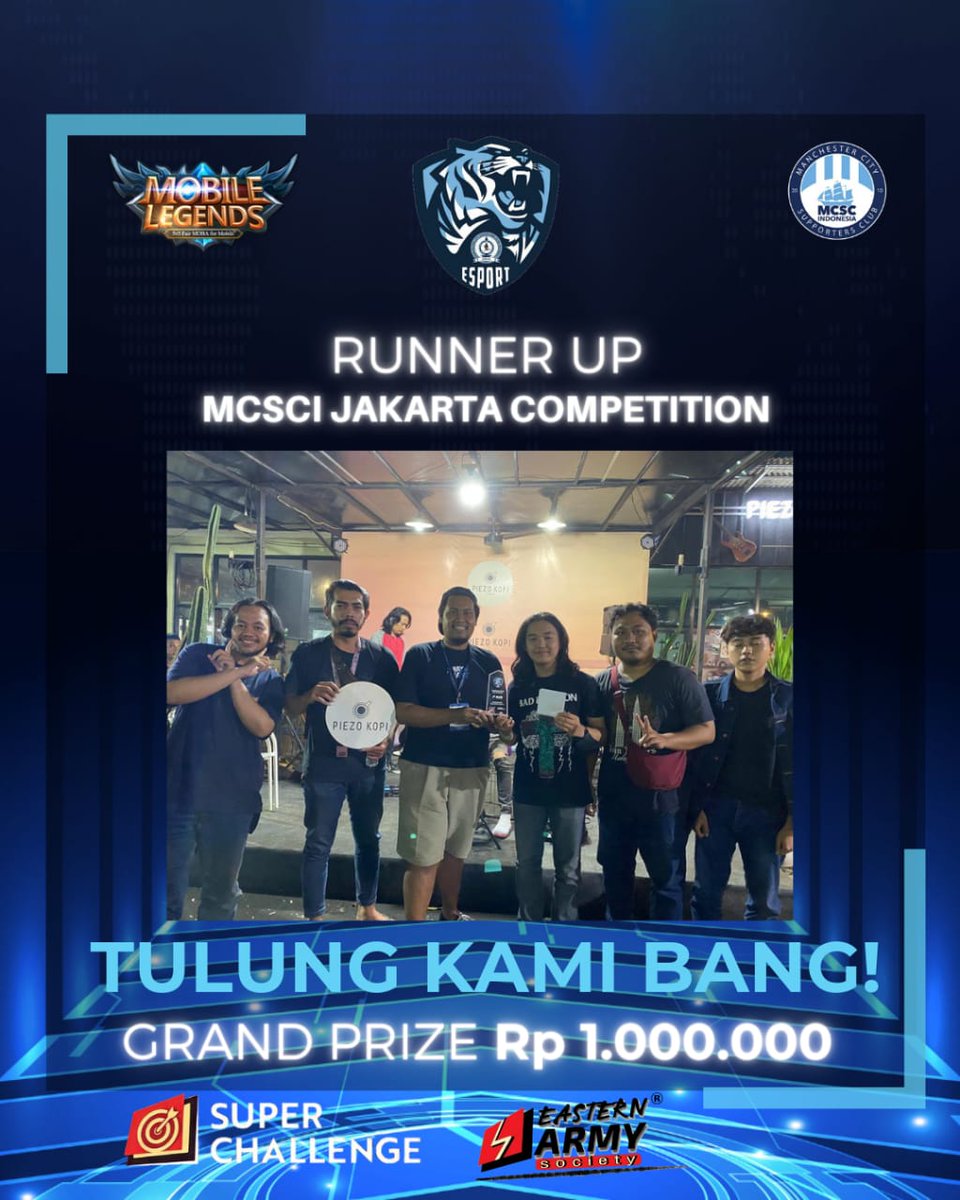 MCSCI_JKT's tweet photo. ✨SELAMAT UNTUK TIM YANG MENANG DAN TERIMAKASIH UNTUK SEMUA YANG MENDUKUNG ACARA INI✨

#JakartansCitizens 
#MCSCIJKTMLcompetition
#idare
#superchallenge
#easternarmy https://t.co/7Yuk4ChlqT