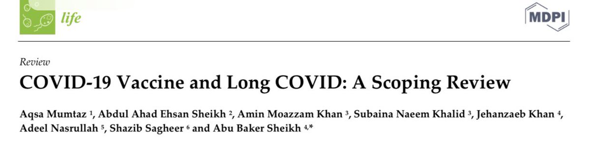 Adeel Nasrullah, MD (@adeel_nasrullah) on Twitter photo Hello #MedTwitter, Check out our latest review on #LongCovid lead by <a href="/abubaker9696/">Abu Baker Sheikh, MD</a>. Based on best literature available, we provide understanding of Long Covid, efficacy of vaccines in its prevention and multifaceted approach to manage it. #AHNPCCM doi.org/10.3390/life12… Hello #MedTwitter, Check out our latest review on #LongCovid lead by <a href="/abubaker9696/">Abu Baker Sheikh, MD</a>. Based on best literature available, we provide understanding of Long Covid, efficacy of vaccines in its prevention and multifaceted approach to manage it. #AHNPCCM doi.org/10.3390/life12…