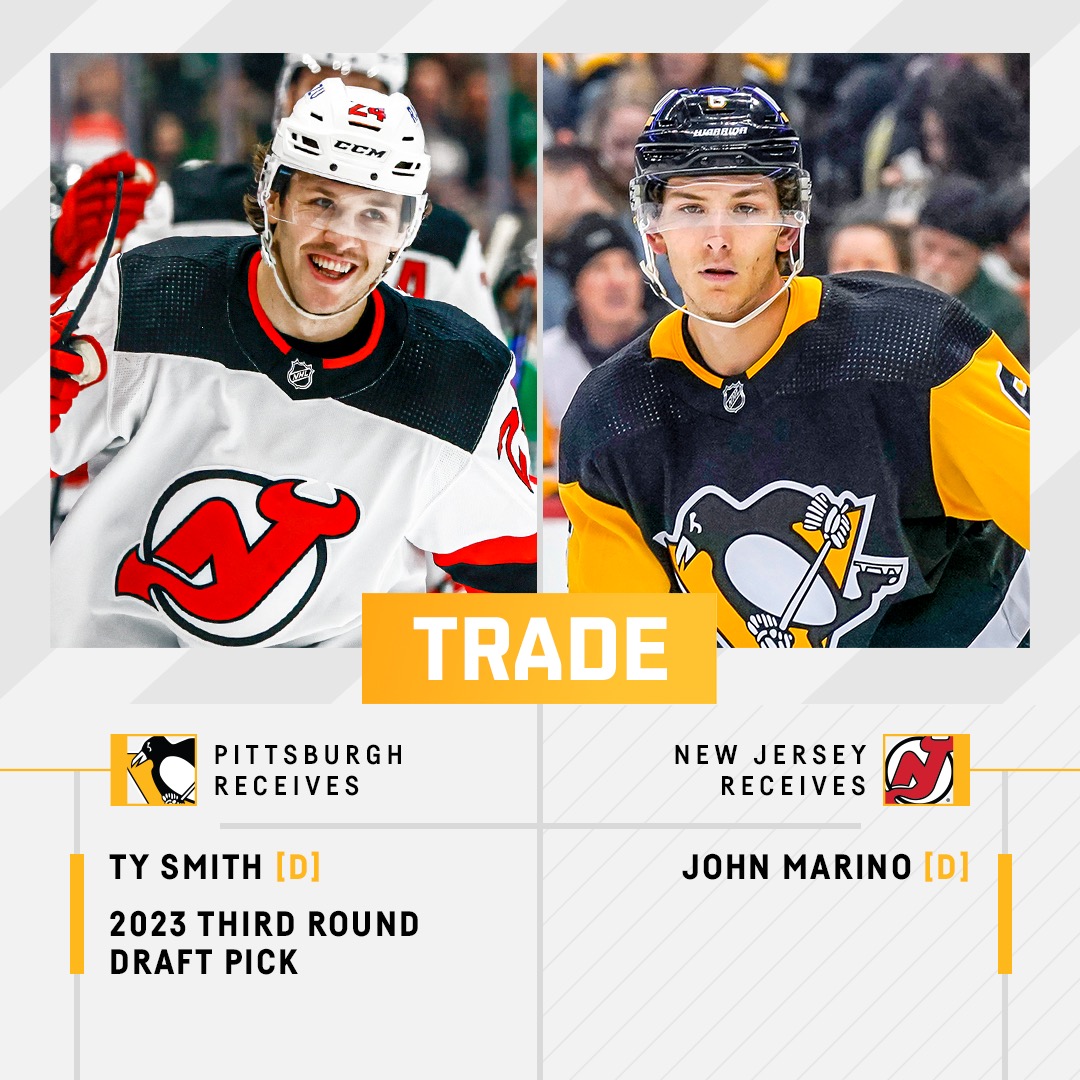 Shocking Trade: Penguins send John Marino to New Jersey for Ty