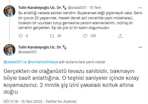 ▪️Op. Dr. Salih Selman'ın anlattığı vakada yanında bulunan asistanı da olayı doğruladı.
