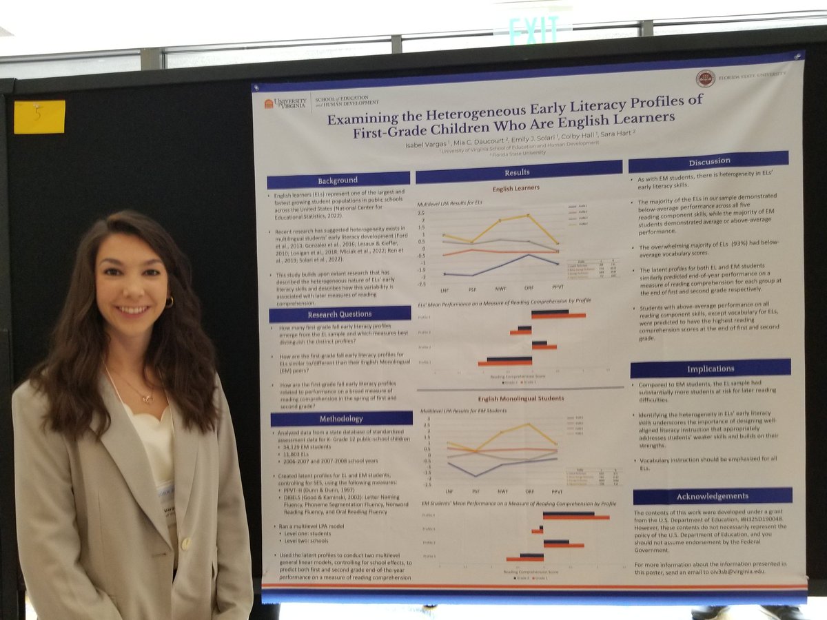 Isabel Vargas finds surprisingly similar latent profiles in first grade for English learner and monolingual students, but those profiles do not result in similar outcomes by the end of first and second grade. #SSSR2022
