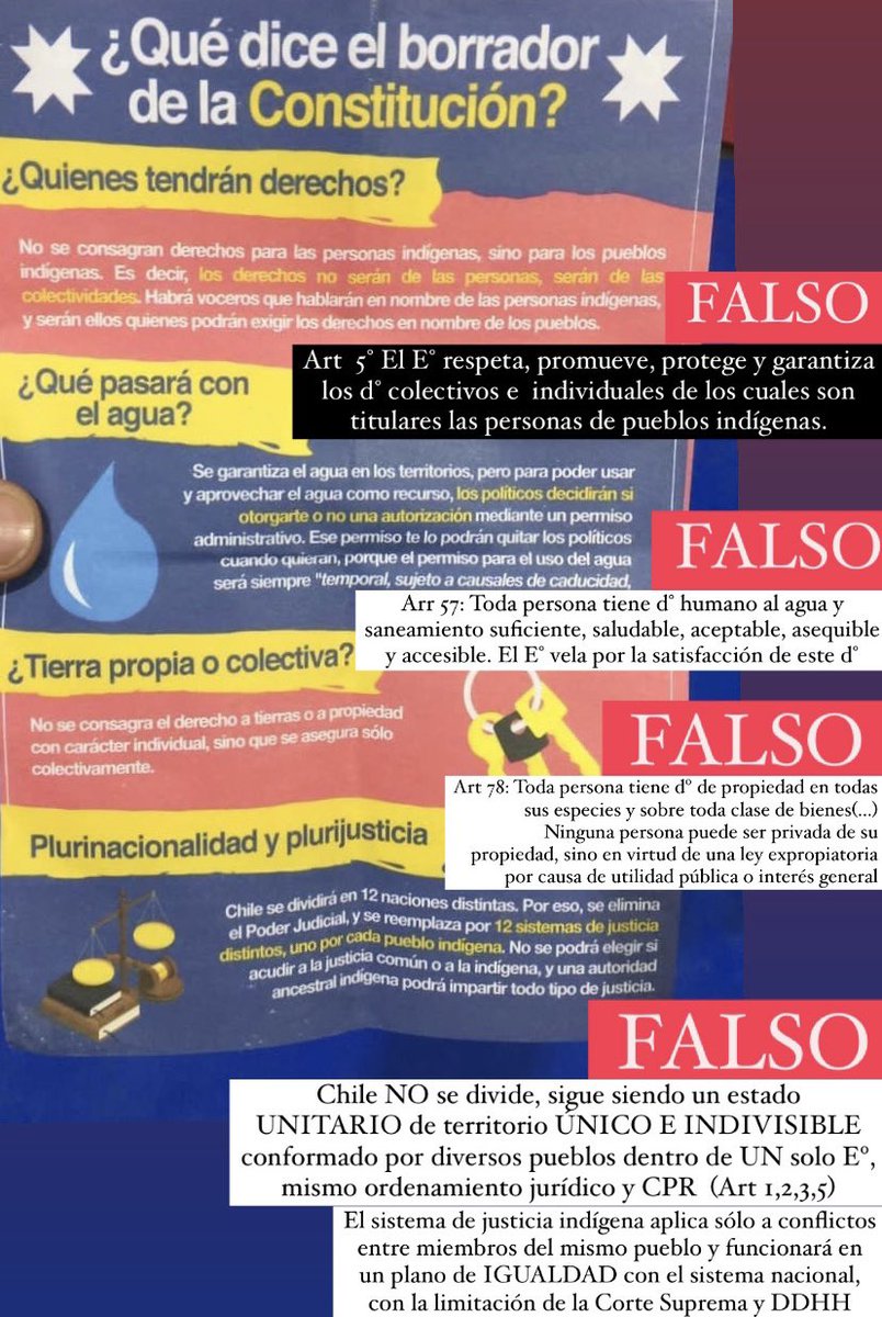 IsiCardemil's tweet photo. 🚨GRAVE: Se están repartiendo estos folletos en distintas partes del país difundiendo mentiras de la #NuevaConstitución. 
 Así de fácil se les hace ensuciar la DEMOCRACIA, y l@s únic@s que perdemos somos nosotr@s… 🤷🏻‍♀️🤷🏻‍♂️ 
👉🏼Contrasté cada mentira con un Artículo. 📣¡DIFUNDIR! https://t.co/zeEUjxULgW