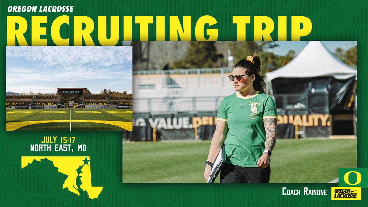 OregonWLAX's tweet photo. #Flock23 and #Flock24 keep your eye out for Coach Prince and Coach Rainone this weekend in Maryland! #GoDucks https://t.co/l5OzbUAOZQ
