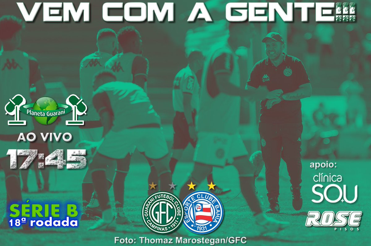 HOJE TEM GUARANI NA RÁDIO PLANETA GUARANI!
Às 17:45 a gente abre os microfones para Guarani x Bahia, penúltima rodada do 1º turno da Série B! Uma vitória pode tirar a equipe do Z4 e a gente vai torcer muito ao vivo. Vamos juntos? É só clicar: radios.com.br/play/118254