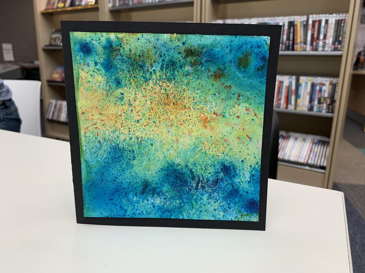 ElthamLibrary's tweet photo. Some stunning results for our wellbeing #Brusho session today. Participants experimented with different techniques to create designs for their greeting cards.
@greenwichlibs @ElthamArts #WellbeingWeek https://t.co/QTJYhrxddK