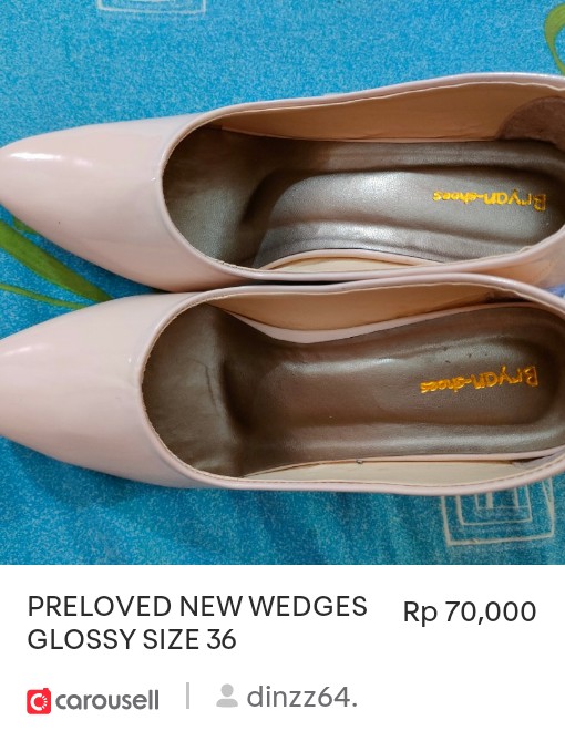 bocylzz's tweet photo. Lihat 'PRELOVED NEW WEDGES GLOSSY SIZE 36', tersedia di Rp 70,000 di #Carousell: https://t.co/7tRYhKeH8F
#Preloved
#Prelovedsepatu
#Prelovedwedges
#Wedgespesta
#Wedges
#ShopeeID 
#Shopee https://t.co/fXwU9lyCQn