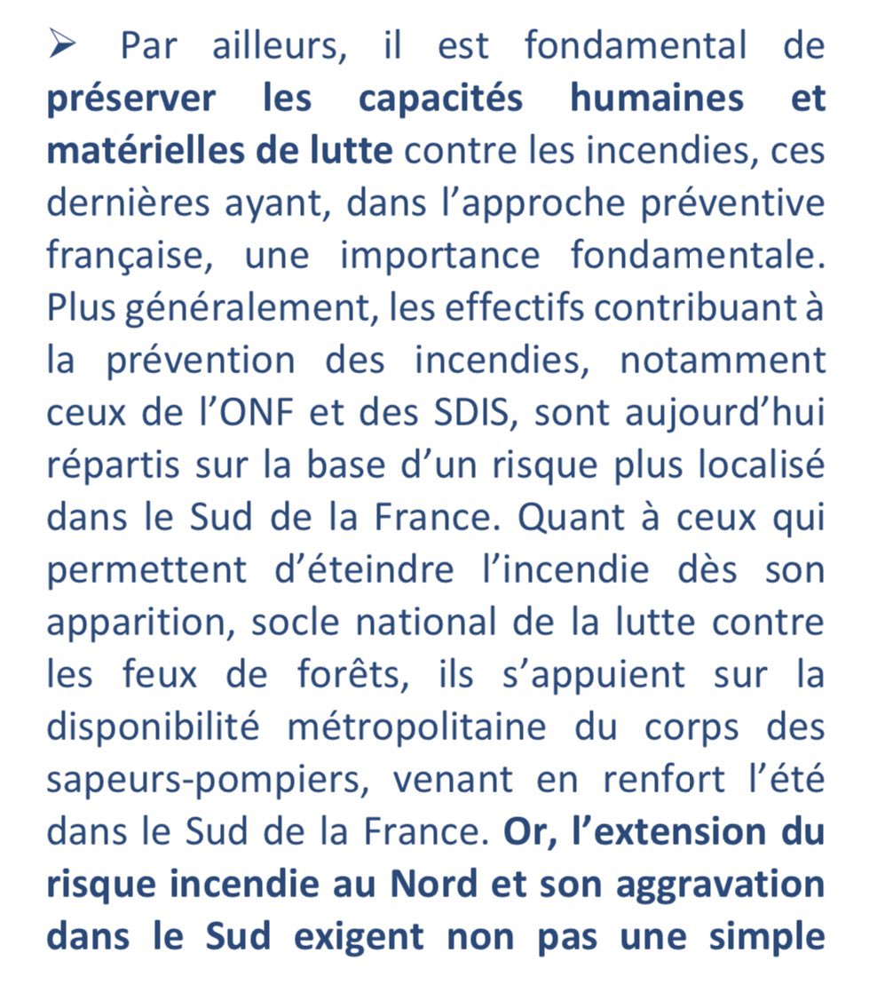 fm_lambert's tweet photo. #Megafeux #FeuxDeForet 
👉extrait du rapport de decembre 2021 de @PereaAlain @fm_lambert 
-Nécessité prise de conscience nationale
-Préserver moyens de lutte
-Anticiper extension au Nord France
-Urgence coordination interministérielle

Rien n’a été anticipé depuis.

Voilà ! https://t.co/9d946HVLXq