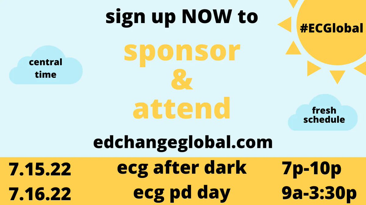 ⏰NEXT SESSION STARTS IN 10 MINUTES⏰
 
WHAT IS EDCHANGE GLOBAL PD DAY?
 
✅20 Amazing Live Presentations
✅Even More Pre-Recorded Poster Sessions
✅Network, Learn &amp; Have Fun
✅WIN MAJOR PRIZES!!!
 
🤯REGISTER NOW @
edchangeglobal.com
 
#ECGlobal #EdChat #Edu #k12 #classroom