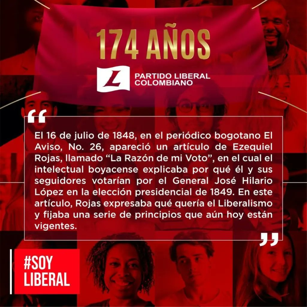 ejaypangdiaz's tweet photo. #174AñosLiberales #OrgulloLiberal #SoyLiberal 🚩Que el espíritu libre y reformista de nuestras ideas, las liberales que siguen vivas en el corazón de Colombia, continúen abriendo caminos de justicia y bienestar para todos los colombianos. @PartidoLiberal @MiguelSanchezVz https://t.co/Wf251AnKDr