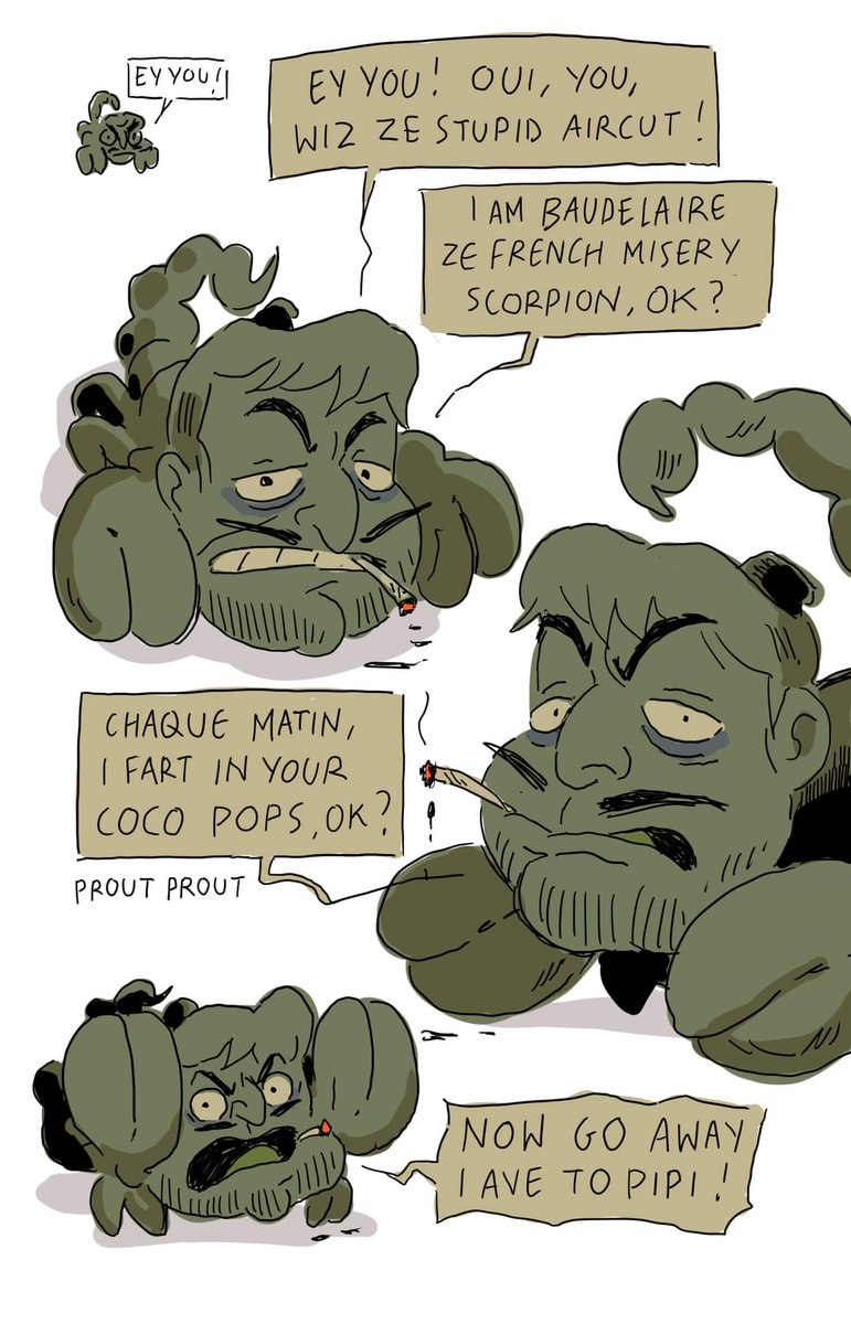 Lunishq's tweet photo. Baudelaire ze French misery scorpion, OK? https://t.co/wDEjx6DeOO