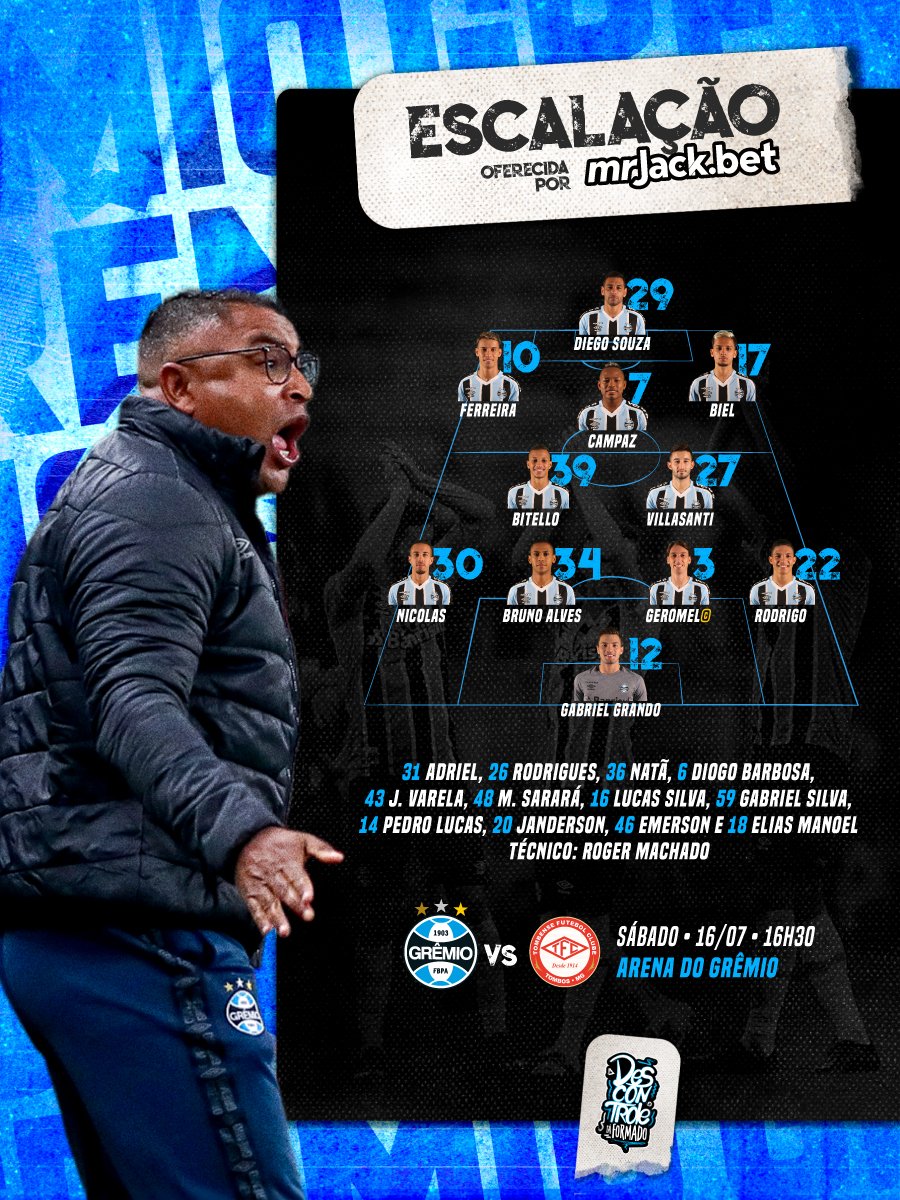 Grêmio FBPA on X: 📋ESCALAÇÃO DO TRICOLOR! 🇪🇪 #GRExCAX #Gauchão2022  #PeloGrêmioComOGrêmio  / X